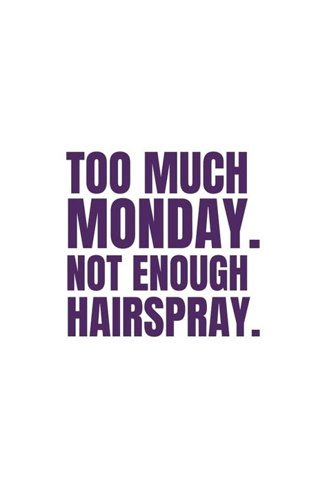Too Much Monday Not Enough Hairspray Hairstylist Quotes Hairspray