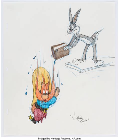 Virgil Ross Bugs Bunny And Yosemite Sam Drawing Warner Brothers