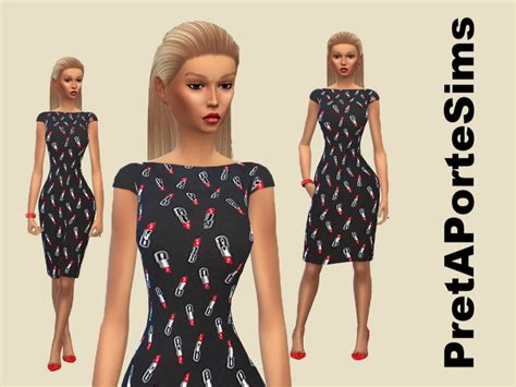 The Sims Resource Black Dress By Pretaportesims