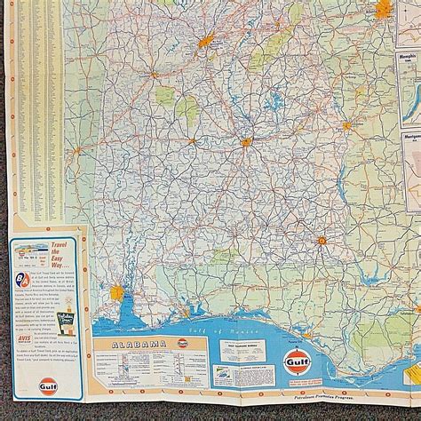 Vintage 1968 Gulf Oil Co Tourgide Map Alabama Kentucky Tennessee Ba