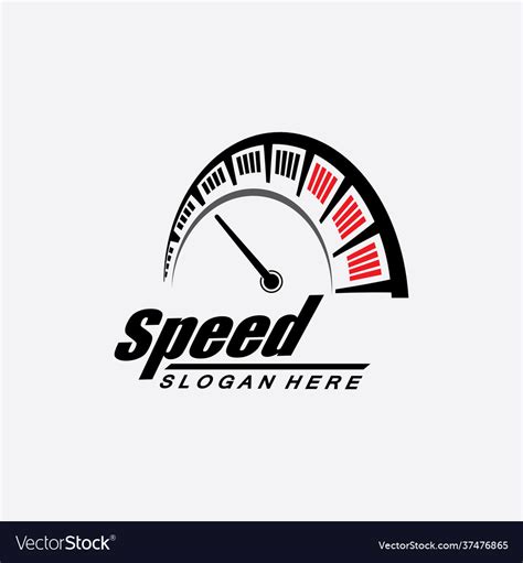 Speed Logo Design Silhouette Speedometer Symbol Vector Image