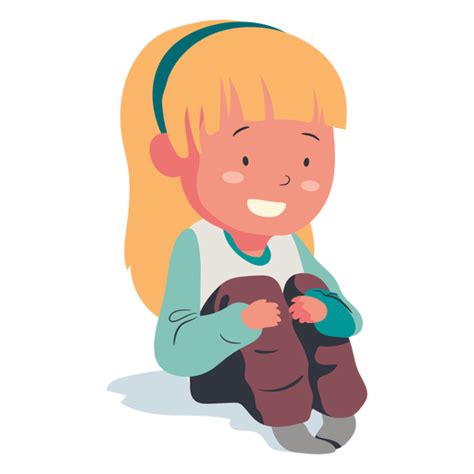 Smiling Sitting Girl Character Flat Transparent Png And Svg Vector File