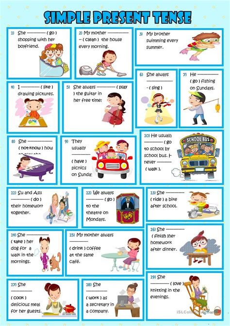 Present Simple Daily Routine Worksheet