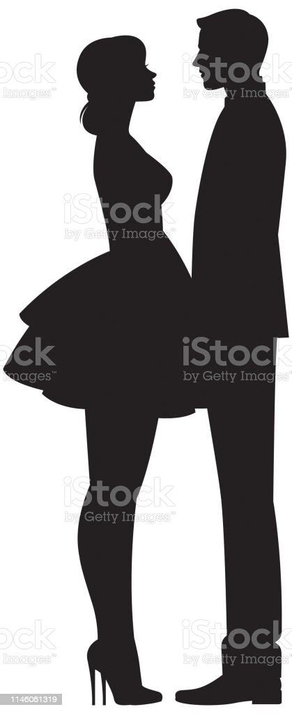 Silhouette Couple In Love In Full Length Man And Woman Vector