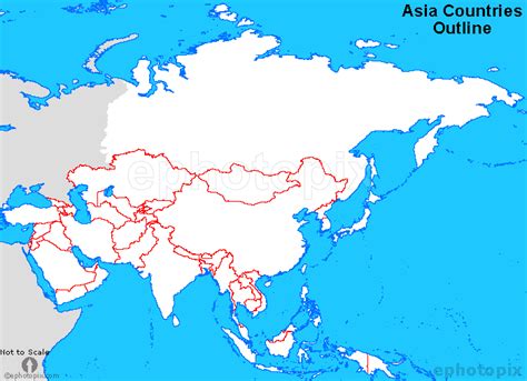 Asia Countries Outline Map | Countries Outline Map of Asia ...