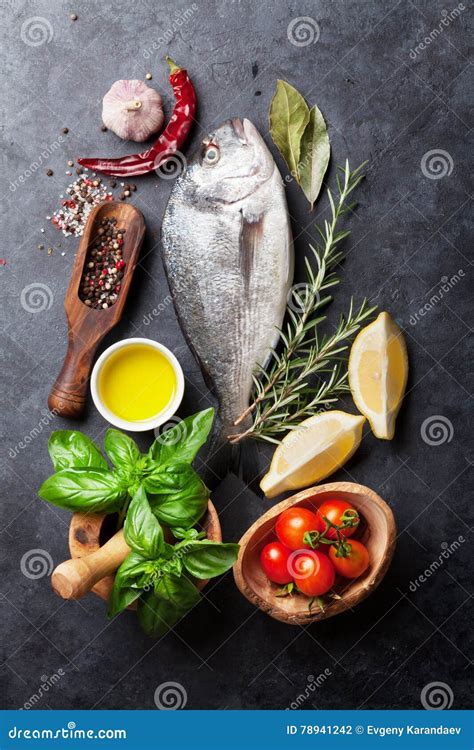 Raw Fish Cooking Ingredients Stock Photo Image Of Gourmet Background