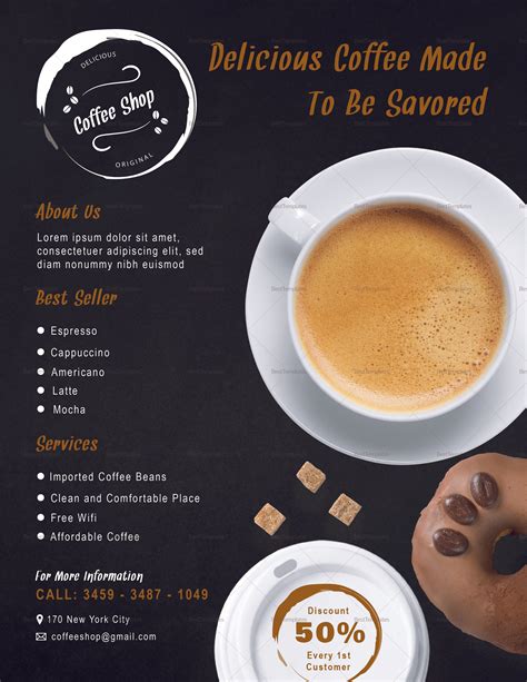 Coffee Shop Flyer Design Template In Psd Word Publisher Illustrator