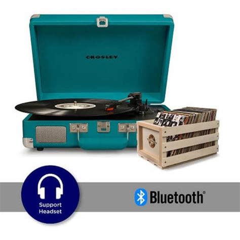 Crosley Cruiser Deluxe Portable Bluetooth Retro Turntablevinyl Record