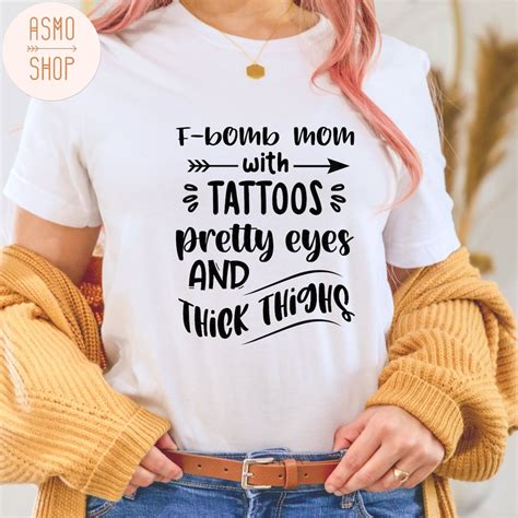F Bomb Mom With Tattoos Pretty Eyes And Thick Thighs Rainbow Etsy