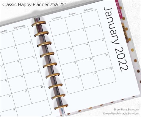 2022 Monthly Classic Happy Planner Printable Pages Month On 2 Etsy