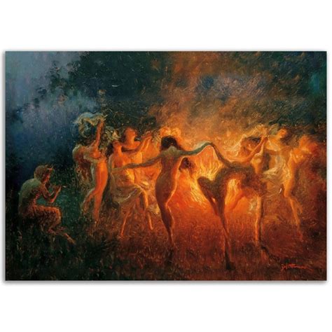 Joseph Tomanek Fire Dance Art Print Nude Nymphs Dancing Etsy
