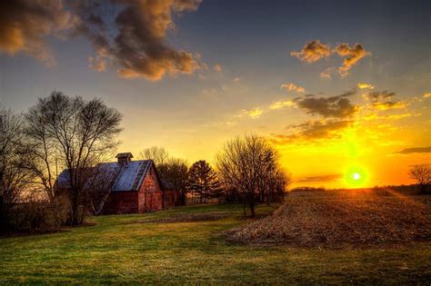 Sunset On The Farm Country Barns Old Barns Country Life Country
