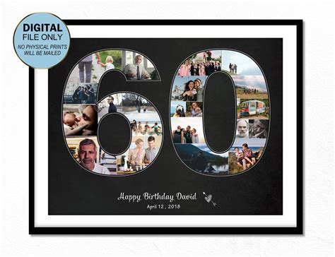 60 60 Geburtstag Geschenk 60 60 Geburtstag Zahl Foto Collage Etsy