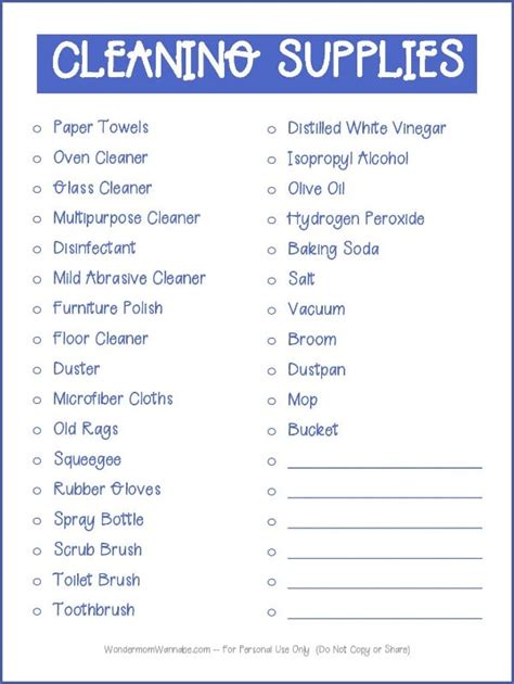 Cleaning Supplies List Pdf
