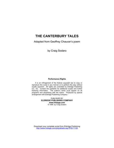 The Canterbury Tales Eldridge Plays And Musicals