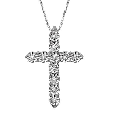 K White Gold Ct Tw Diamond Cross Pendant Unclaimed Diamonds