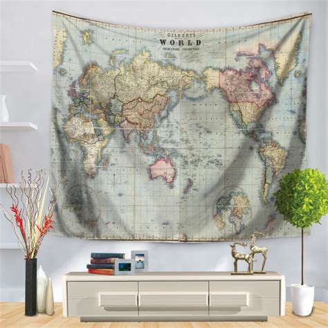 Old World Map Wall Tapestry Gilberts Map Of The World Etsy