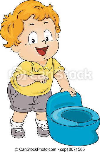 Vector Of Potty Toddler Illustration Of A Little Boy Standing Beside