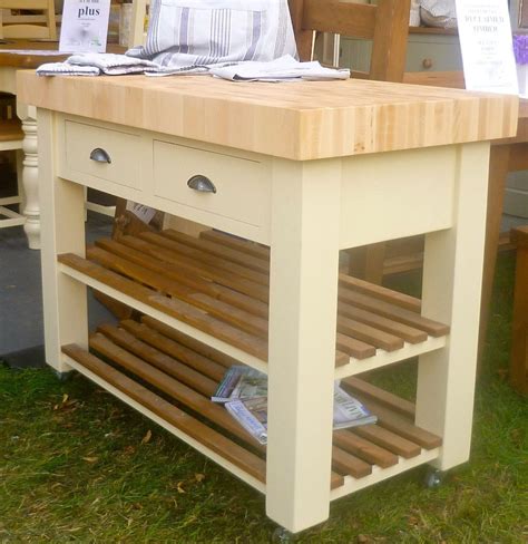 Butchers Block Bloc Island Trolly Beech And Hand Painted Optional Castors EBay Portable