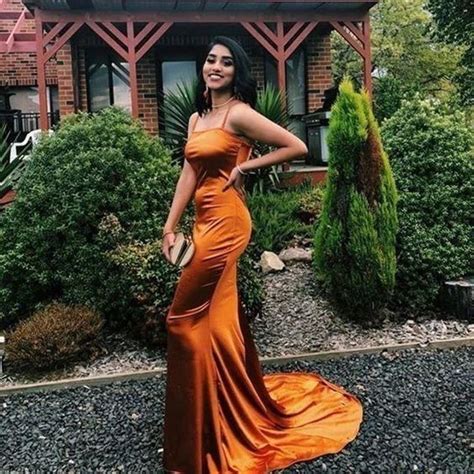 Spaghetti Straps Burnt Orange Prom Dresses Orange Prom Dresses Orange Formal Dresses Silk