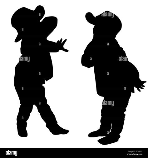 Silhouettes Of Two Little Boys Stock Photo Alamy