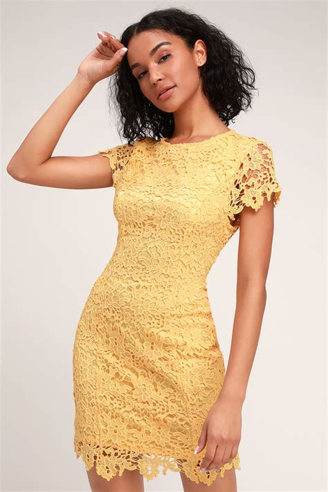 Paramour Yellow Lace Backless Bodycon Dress Lulus Floral Lace Bodycon