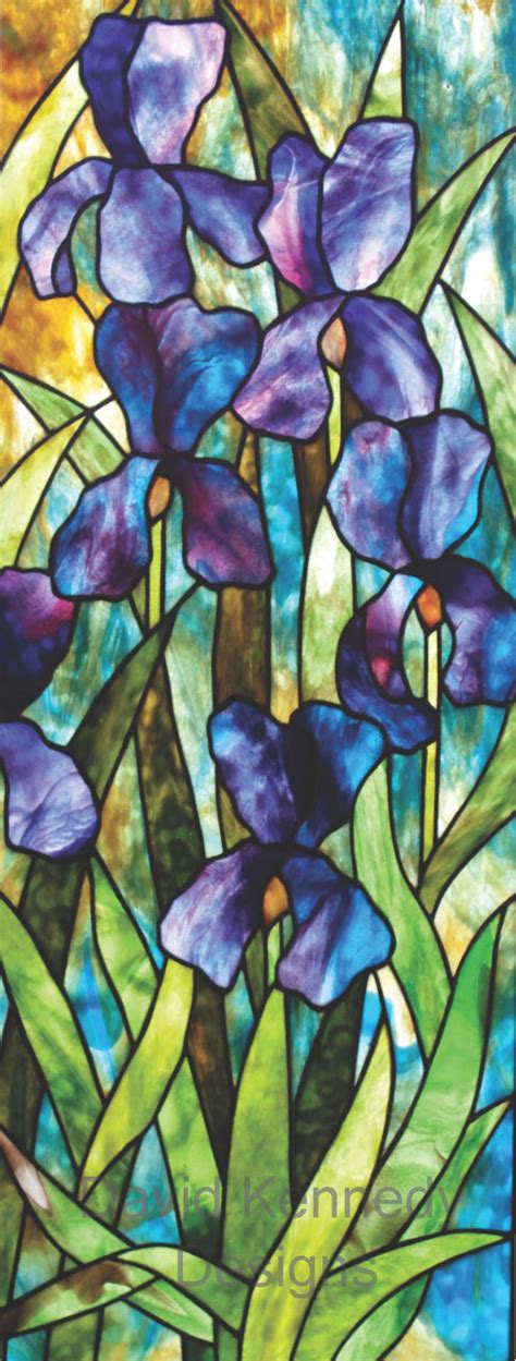 Moody Iris Stained Glass Pattern © David Kennedy Designs Etsy Ireland Stained Glass Art