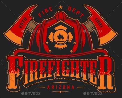 Vintage Firefighting Emblem Firefighter Fireman Firefighter Logo
