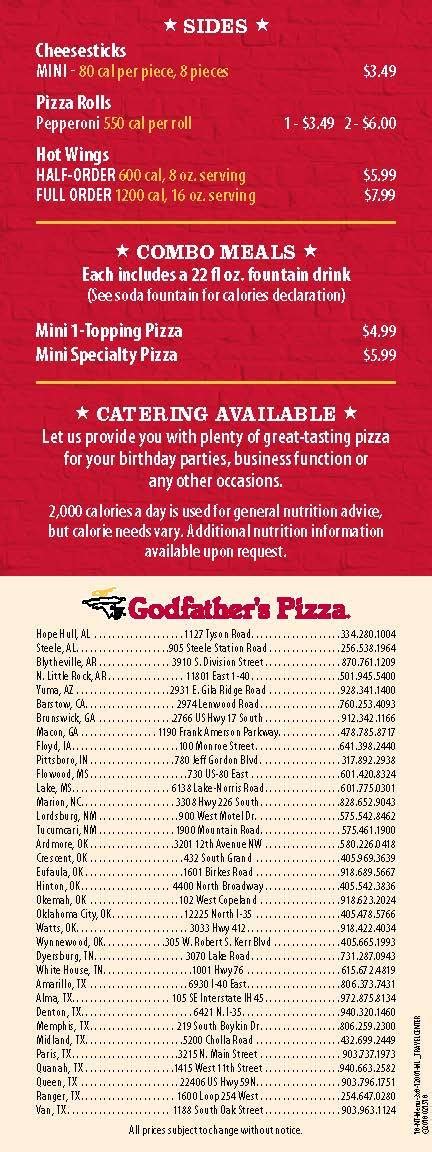 Godfathers Pizza Express 1127 Tyson Rd Hope Hull Al 36043 Usa