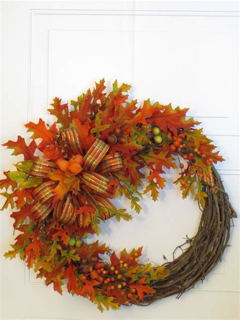 Fall Wreath Front Door Wreath Autumn Leaves Wreath Fall Etsy