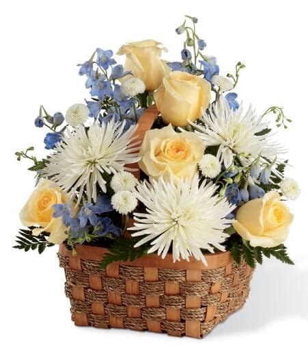 Previously, cut floral arrangements for funerals have been generally limited to carnations, mums, roses or lilies. Heavenly Scented Basket | Funeral flowers, Sympathy ...