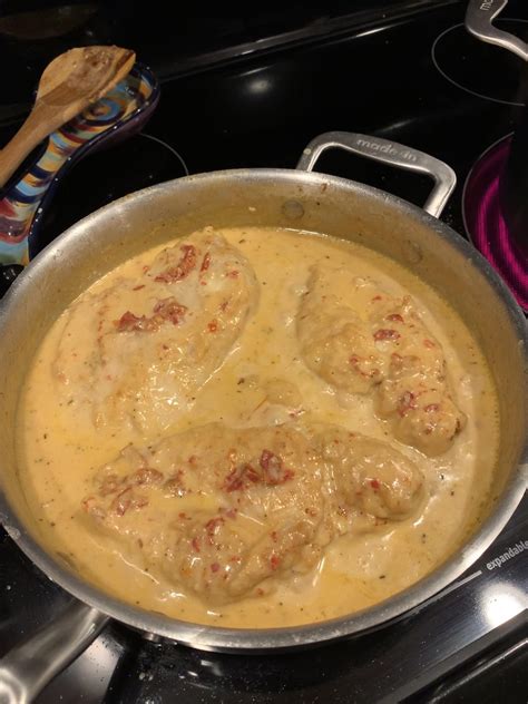 Homemade Sun Dried Tomato Cream Sauce With Chicken Served With