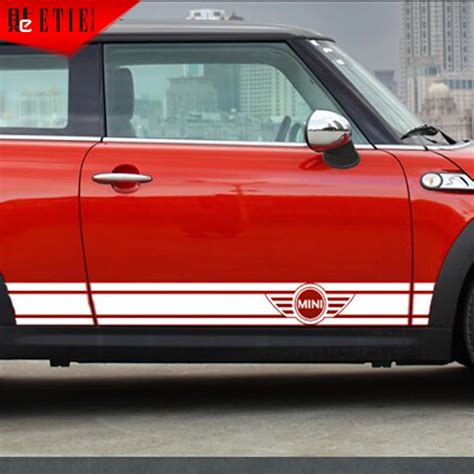 Etie Car Styling Mini Cooper Side Skirt Vinyl Stripes Sticker Decals