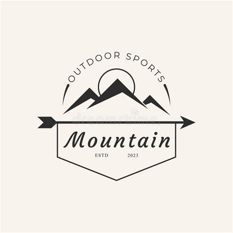 Mountain Outdoor Sport Line Art Logo Design Vector Stock Vector