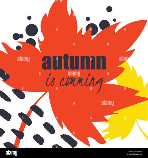 Vector Illustration Autumn Leaves With Text On A Hand Drawn Background