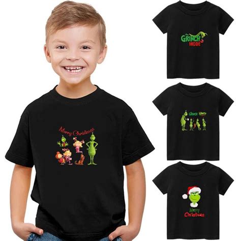 Funny Grinch Print Christmas Holiday Top T Shirt Kid Child Teen