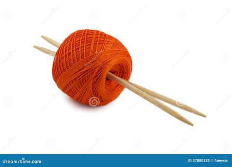 Red Skein With Knitting Needles Stock Image Image Of Needlecraft