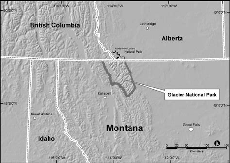 Regional Study Area Location Glacier National Park Montana Usa