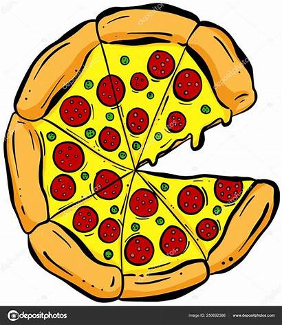 Pizza Cheesy Dibujos Animados Cartoon Rebanadas Ilustracion