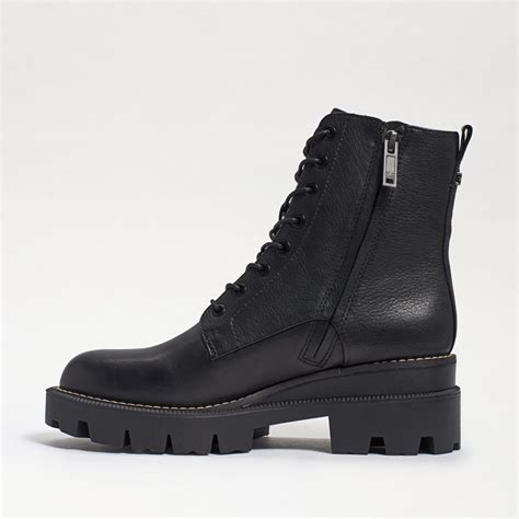 Womens Sam Edelman Boots And Booties Garret Combat Platform Boot Black Leather Sohil Hemnani