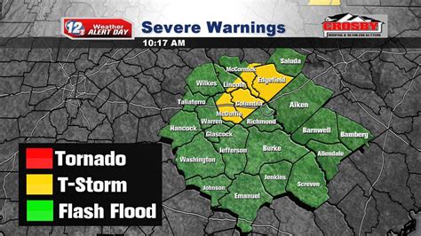 Weather Alert Severe Thunderstorm Warning Issued For Parts Of The Csra