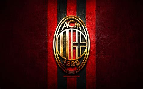 L'ac milan est un club italien de football fondé en 1899. Download wallpapers AC Milan, golden logo, Serie A, red ...