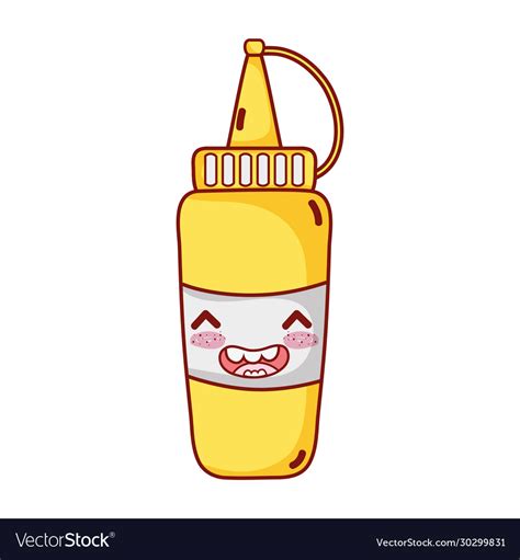 Mustard Sauce Bottle Fast Food Cute Kawaii Cartoon