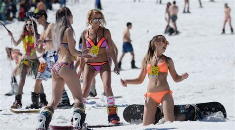 Bikini Ride Snowboarders Skiers Hit Siberian Slopes To Bid Farewell To Season Rt Scoopnest