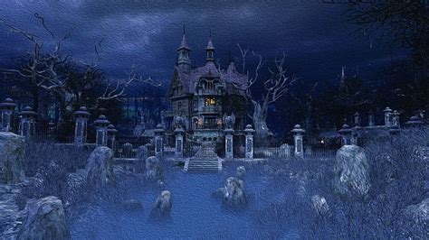 Hd Wallpaper Landscape Ghost Castle Ghost House Haunted Halloween