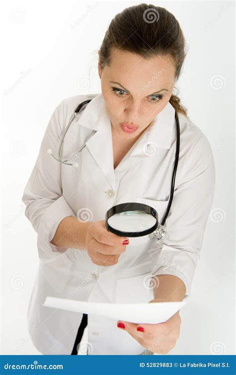 Shocked Doctor Analyzing Document Stock Image Image Of Examine Female