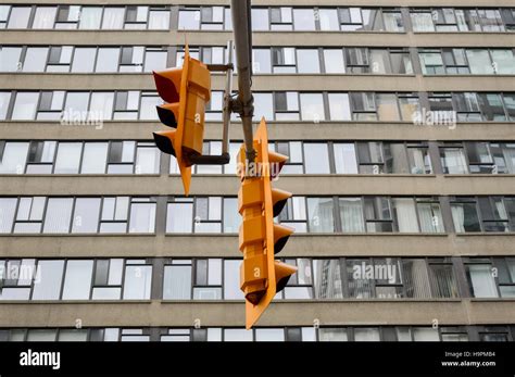 Yellow Traffic Lights Toronto Downtown Canada Stock Photo Alamy