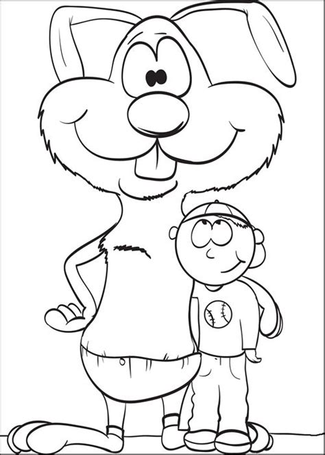 We all know that every simple gesture for our children is one way to show them how much we love them so with these printable coloring pages. Coloring Page of a Bunny Standing With a Boy | Spring ...