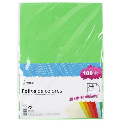 Folios 100 Hojas Colores Stds 80g 210x297mm En Importacion Ms