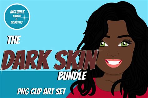 Dark Skin Woman Clip Art Bundle Character Design Avatar Etsy